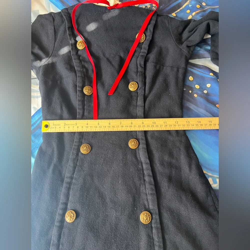 Chic Navy Double-Breasted Long Sleeve Dress - Picture 7 of 8